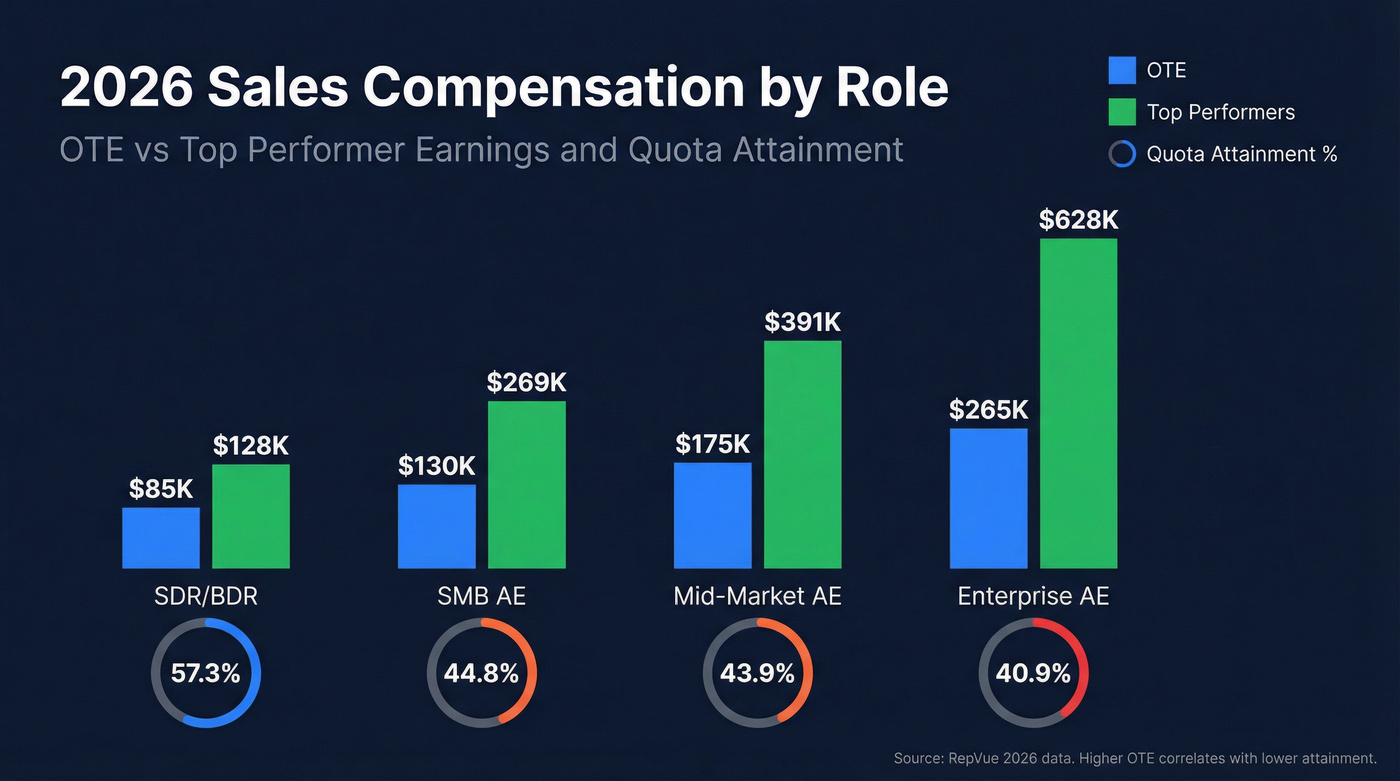2026 compensation data visualization for SDR BDR and AE roles