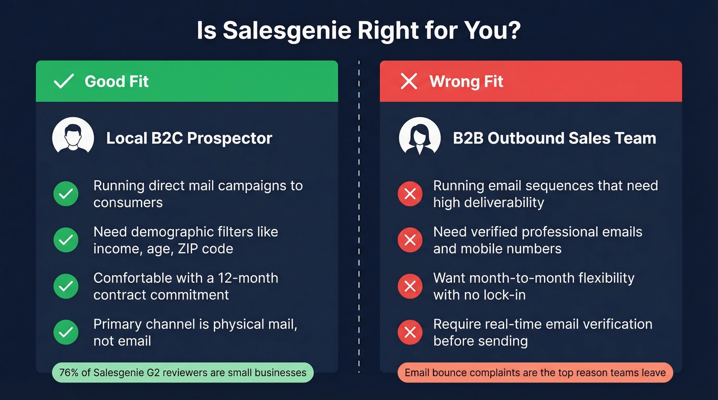 Salesgenie ideal vs wrong fit decision guide