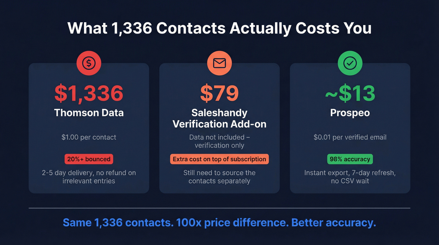 Cost comparison per contact across three options