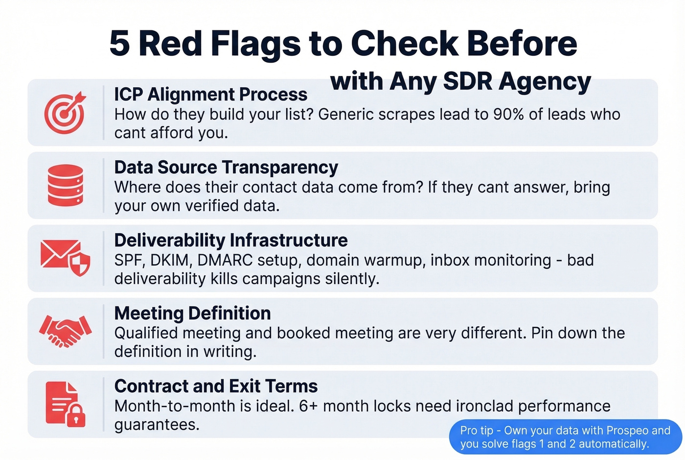Five red flags checklist for outsourced SDR vetting