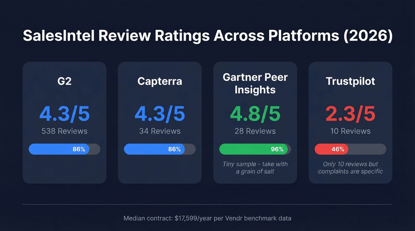 SalesIntel ratings across G2 Capterra Gartner Trustpilot