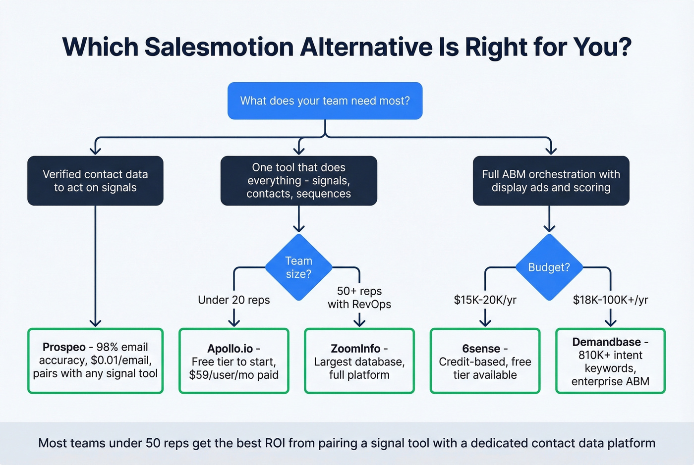 Decision tree for choosing the right Salesmotion alternative