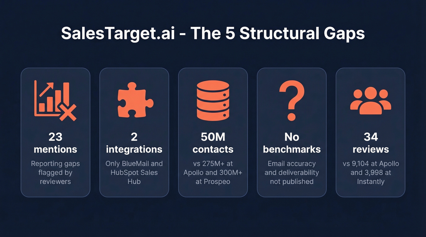 SalesTarget.ai structural gaps visual summary