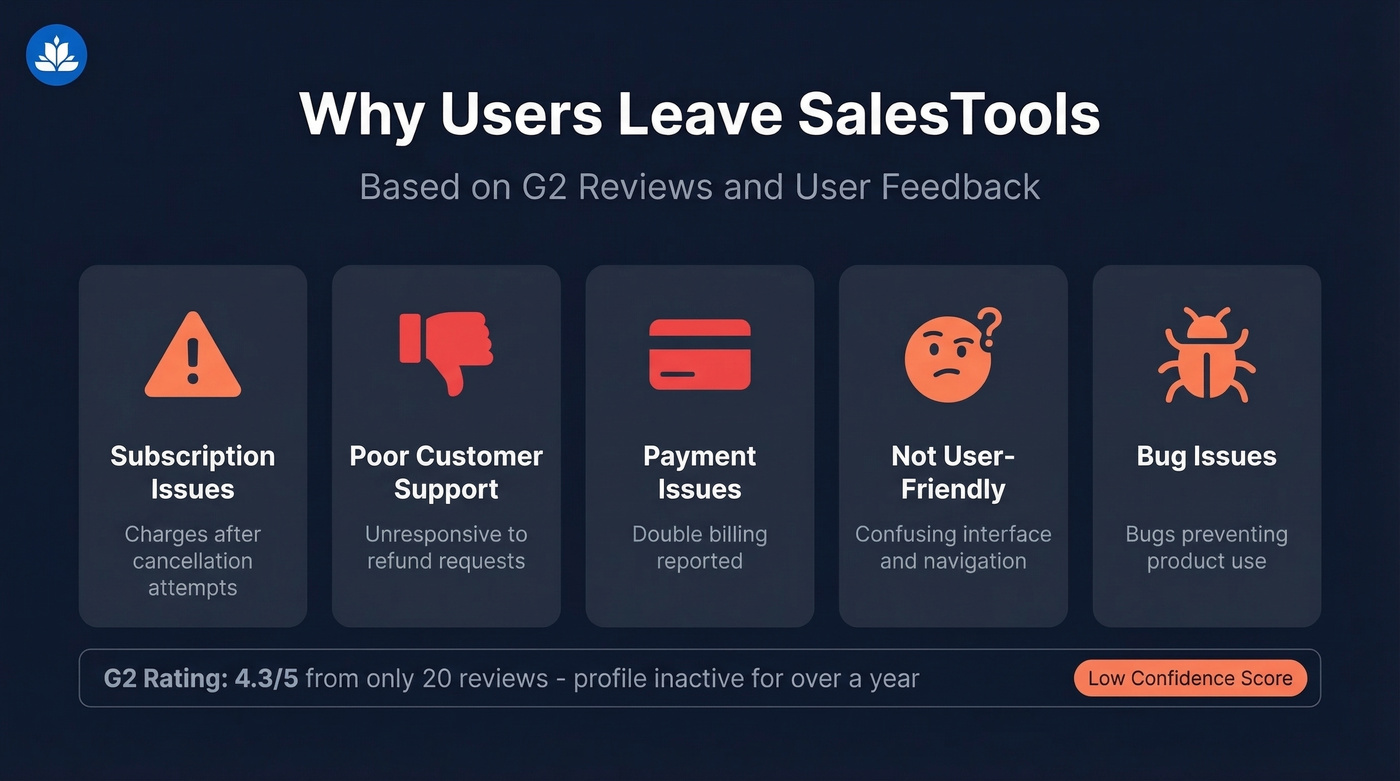 SalesTools G2 review issues breakdown visual