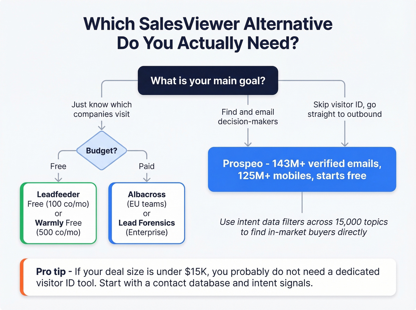Decision flowchart for choosing the right SalesViewer alternative