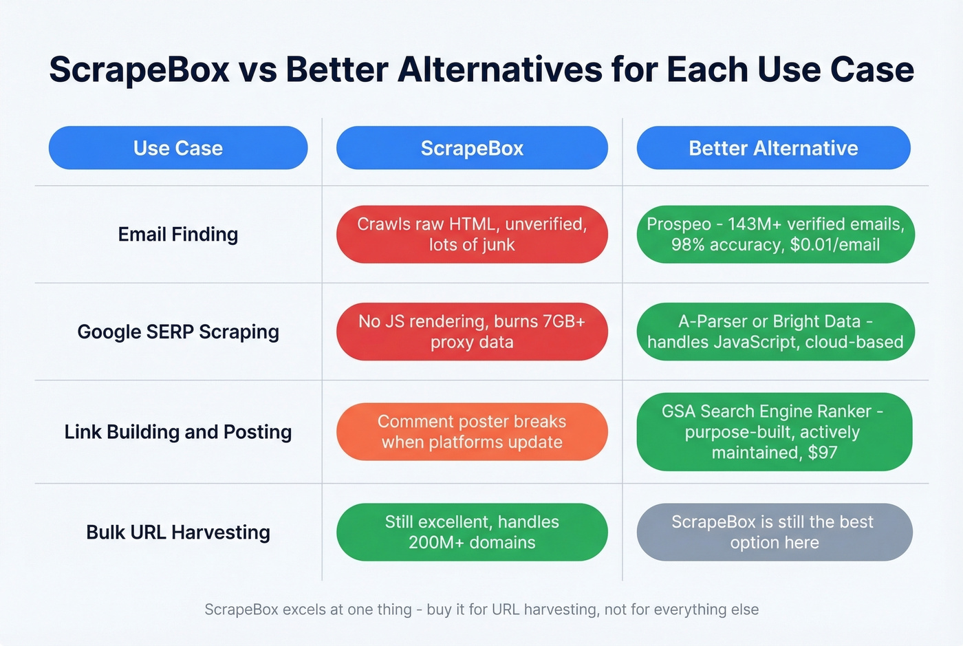ScrapeBox vs alternatives comparison by use case