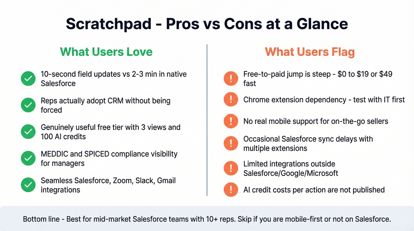 Scratchpad pros versus cons visual summary