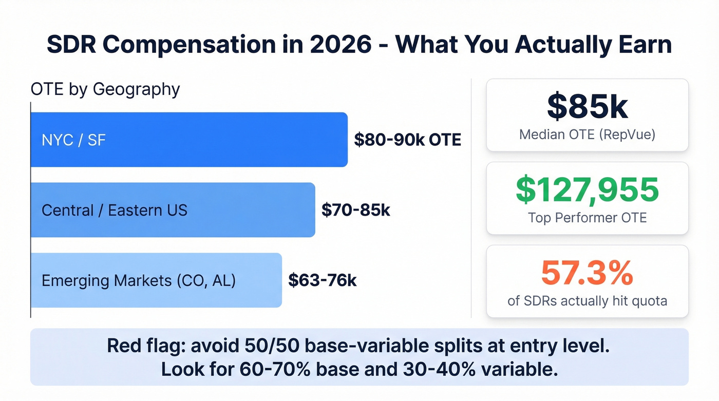 SDR compensation breakdown by geography and percentile