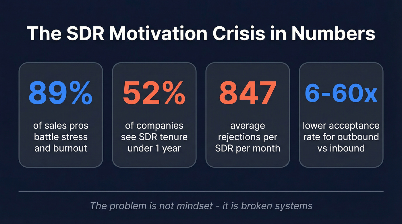 Key SDR burnout and motivation statistics overview