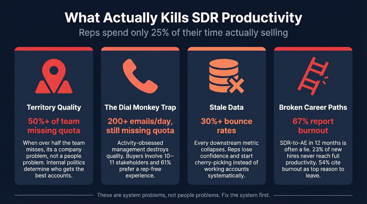 Four root causes killing SDR productivity with key stats