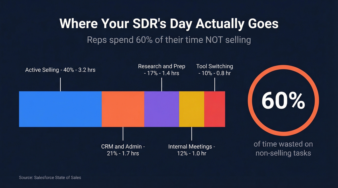 SDR daily time allocation breakdown pie chart