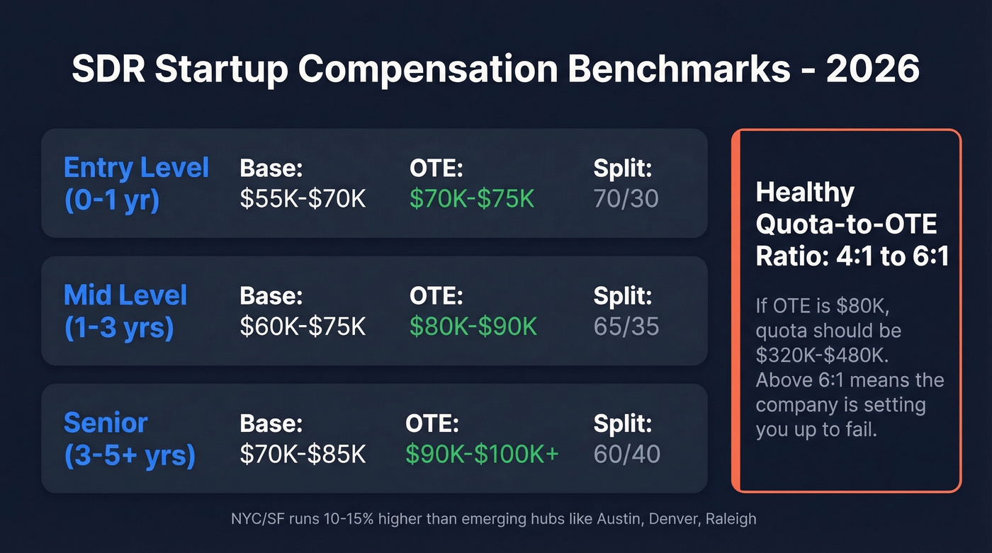 SDR compensation benchmarks by experience level for 2026
