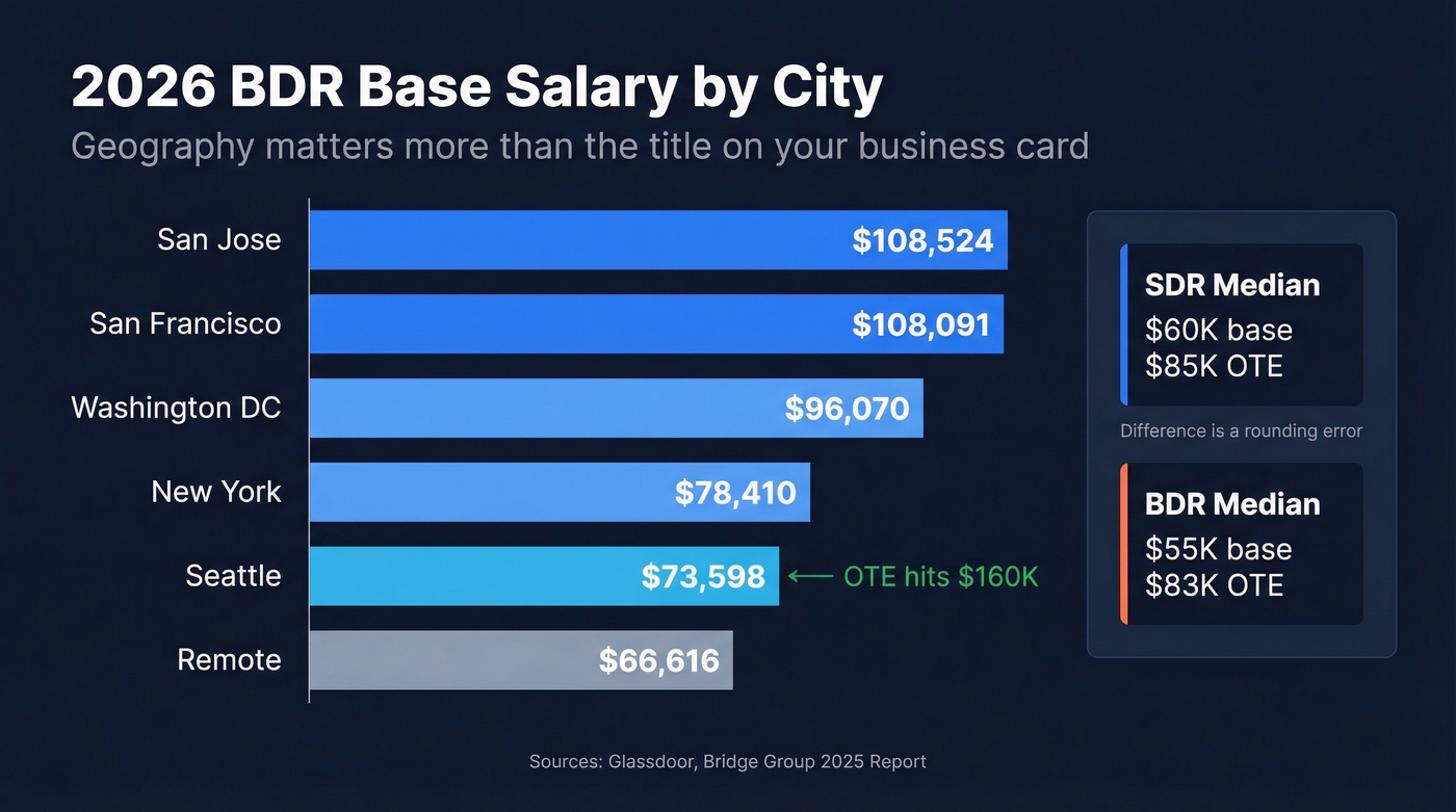 SDR and BDR salary comparison by city in 2026