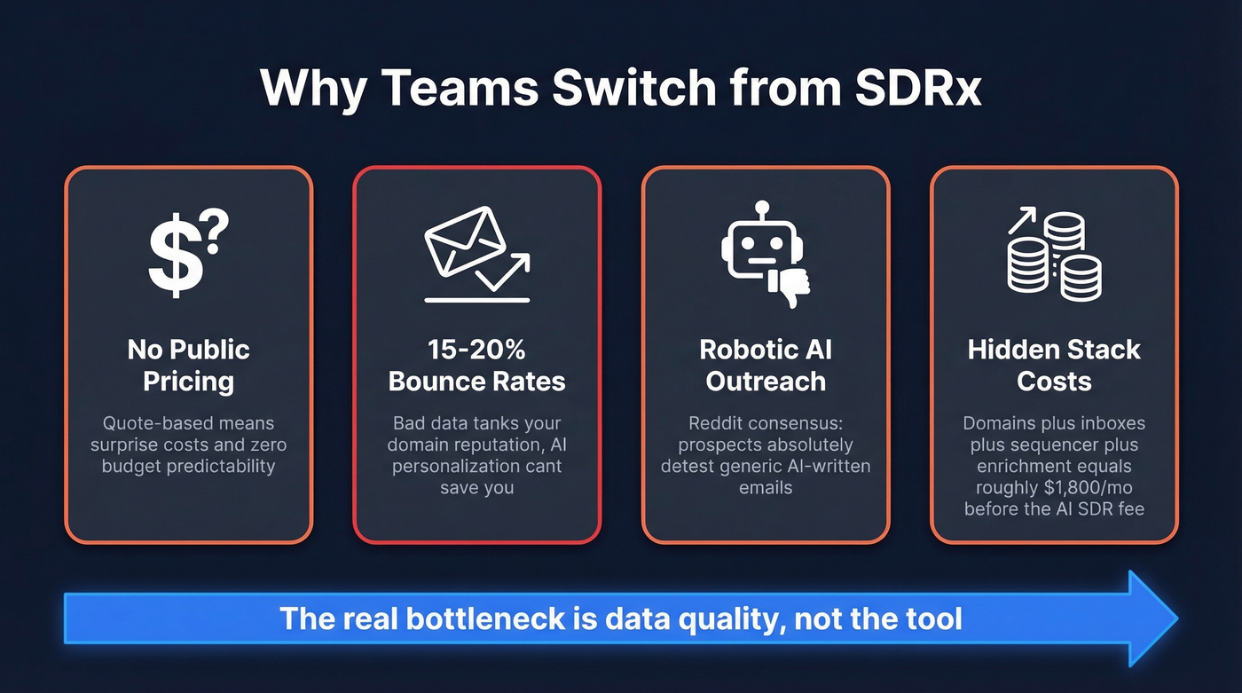 Why teams leave SDRx - key pain points diagram