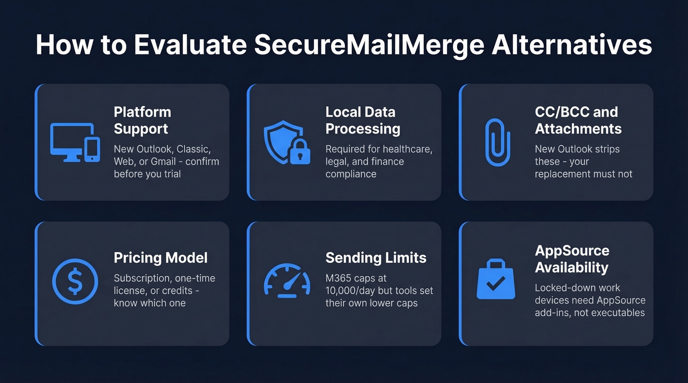 Six key criteria for evaluating SecureMailMerge alternatives