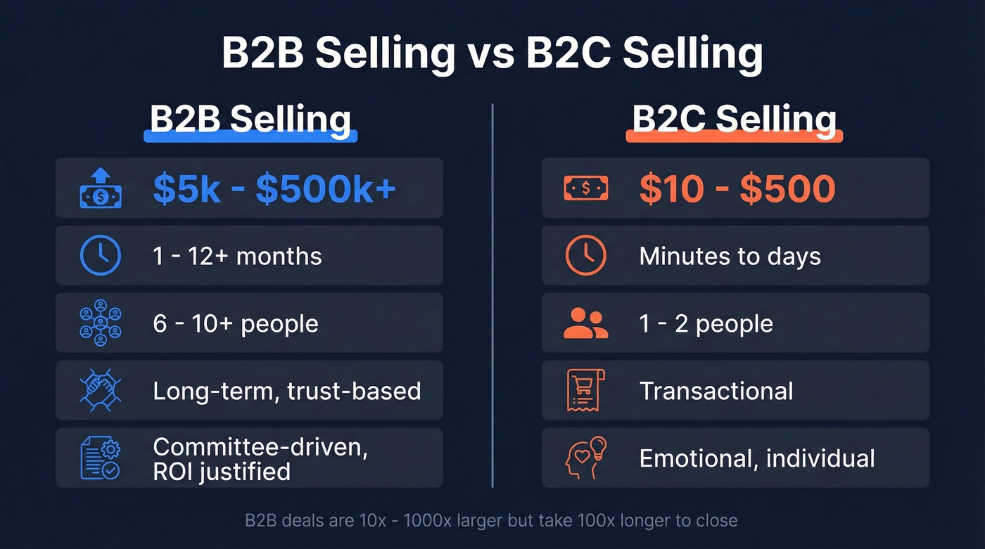 B2B vs B2C selling key differences comparison