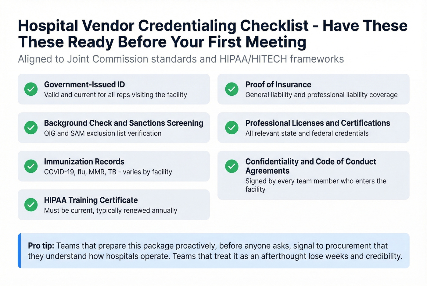 Hospital vendor credentialing checklist visual