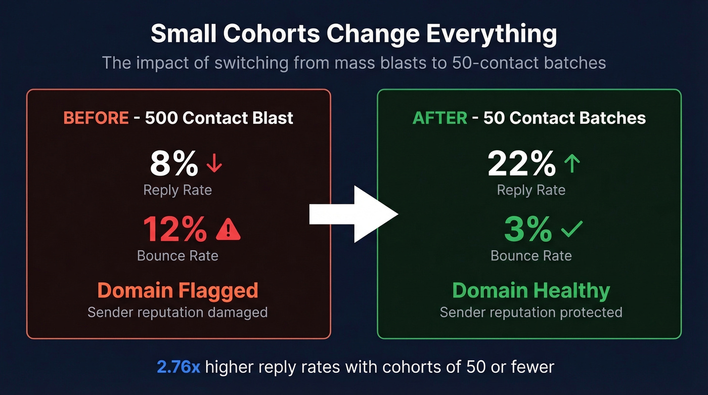Before and after comparison of small cohort impact on sequence metrics