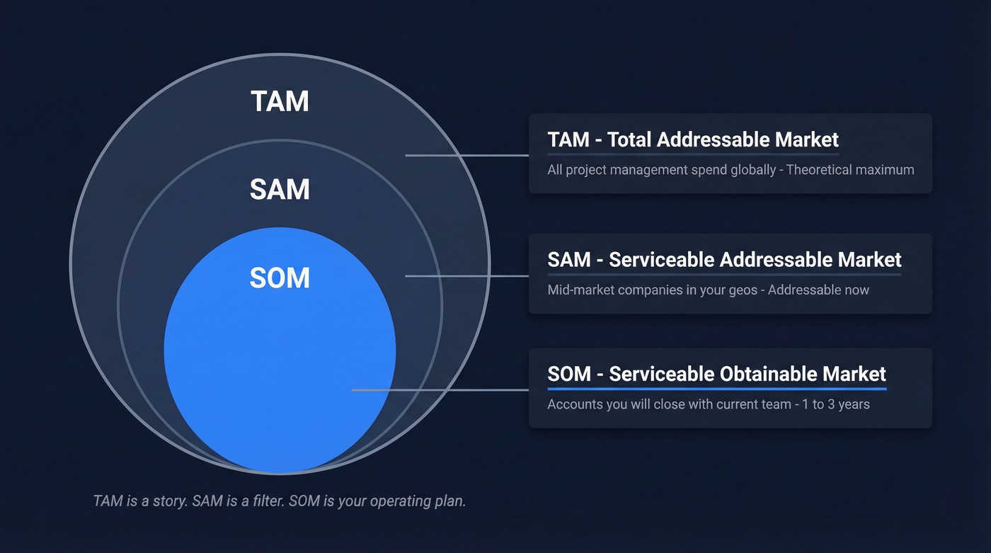 TAM SAM SOM nested circles with definitions and examples