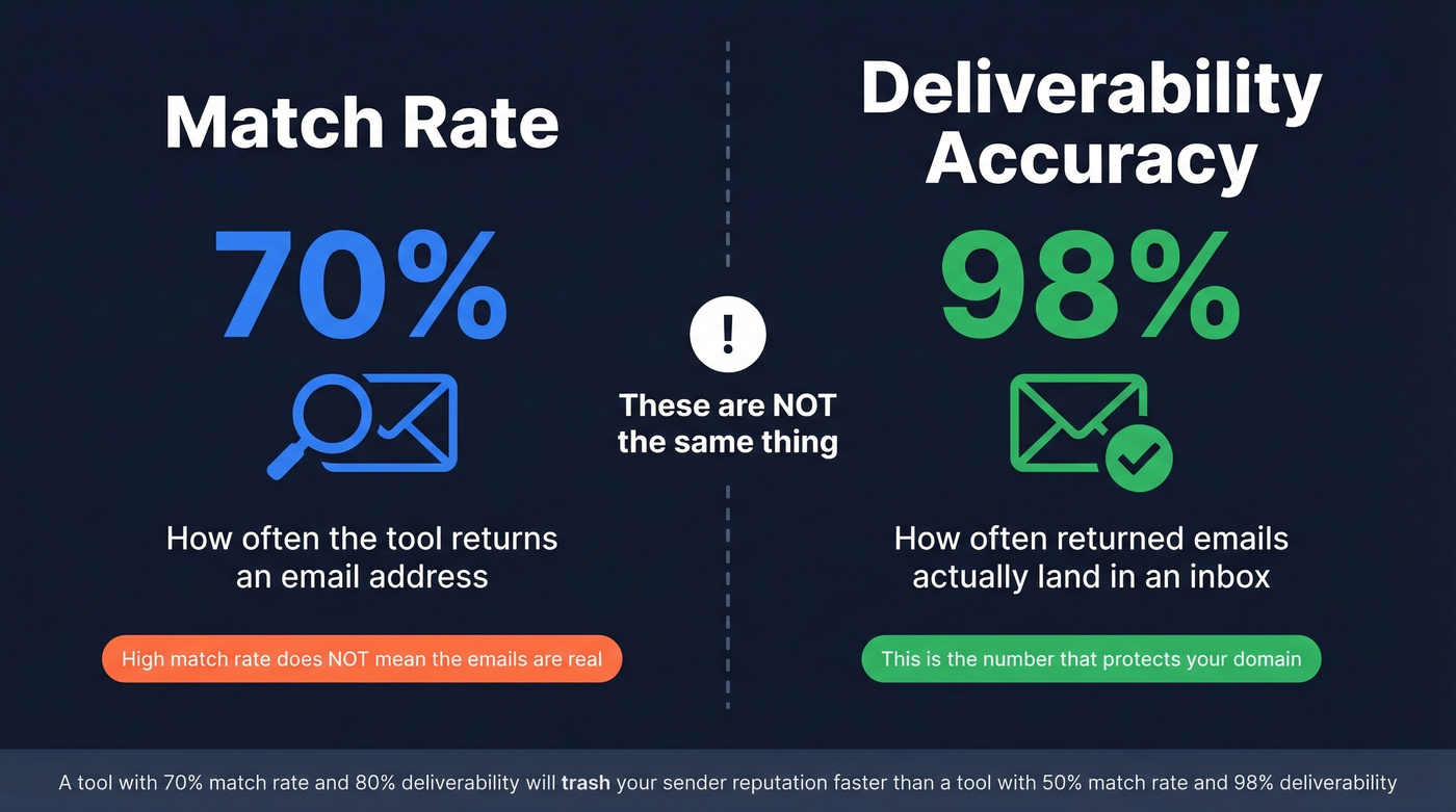 Visual explaining match rate versus deliverability accuracy difference