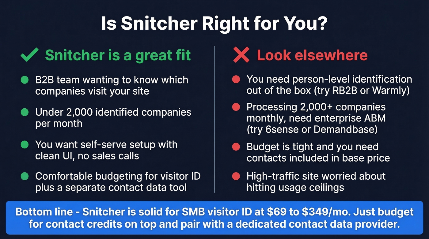 Snitcher ideal vs wrong fit buyer comparison