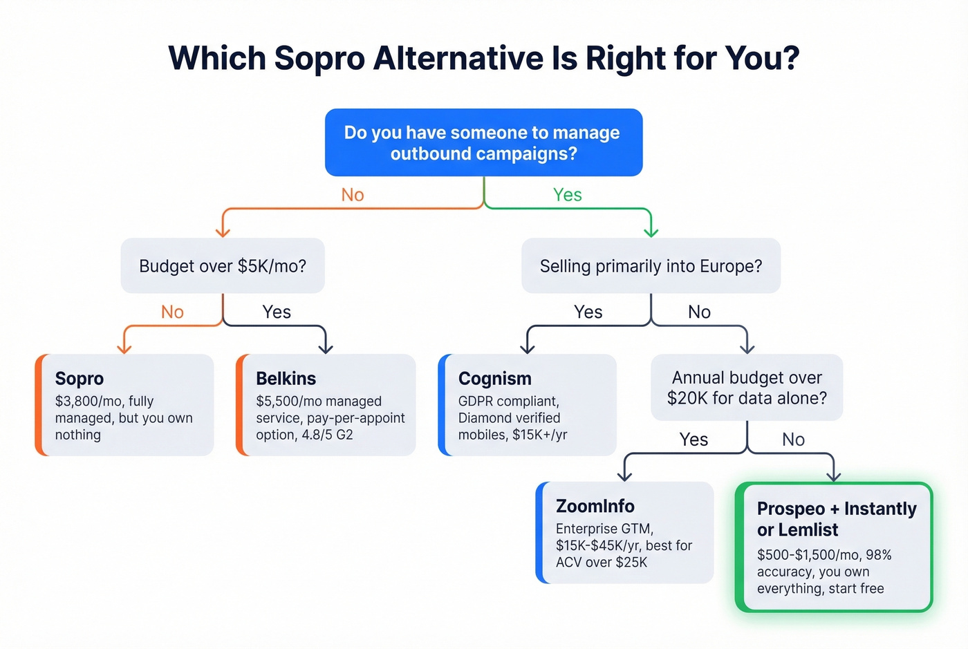 Decision flowchart for choosing the right Sopro alternative