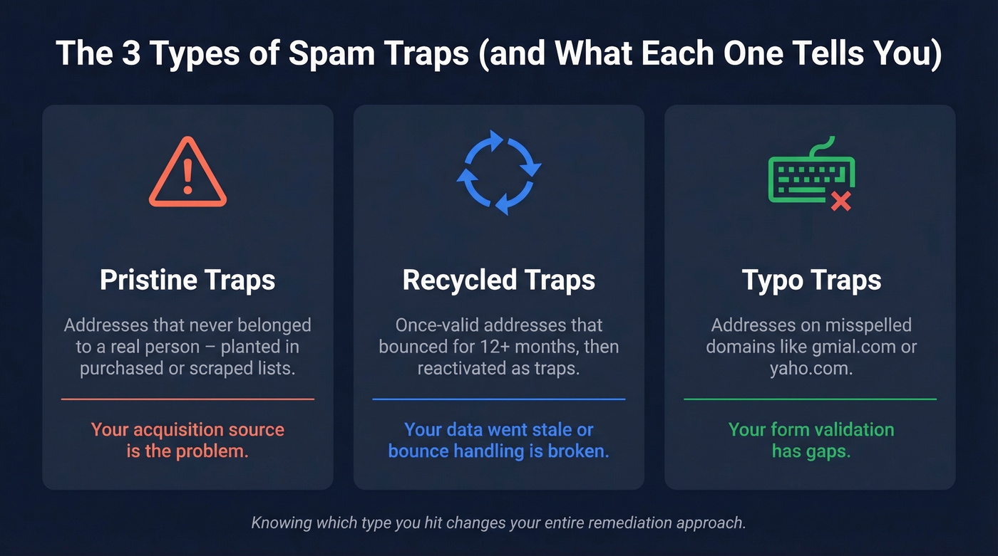 Three types of spam traps explained visually