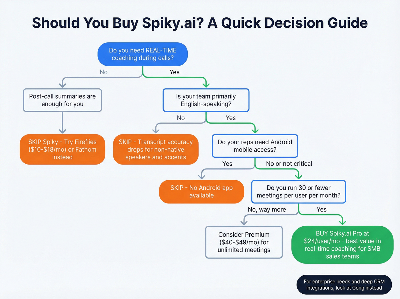Spiky.ai buy or skip decision flowchart