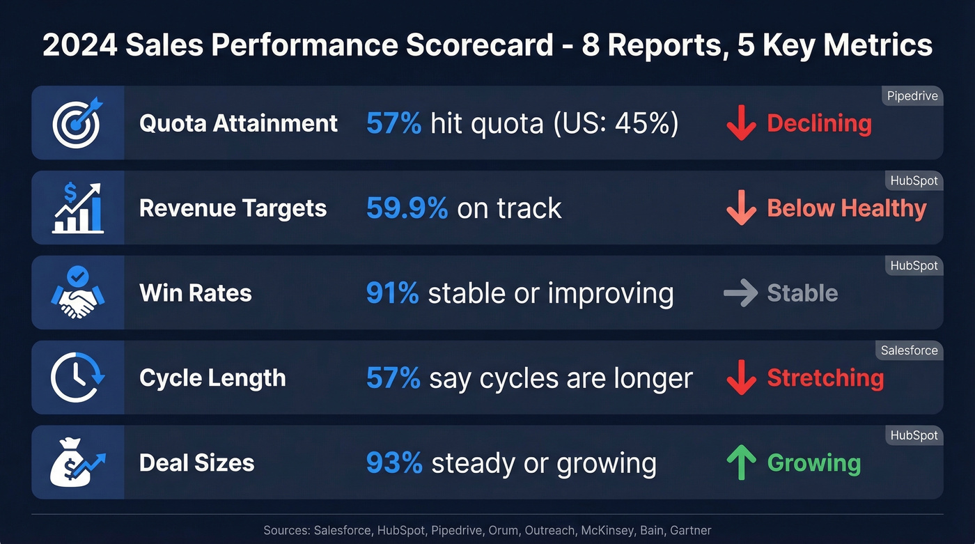 Sales performance scorecard across 8 major 2024 reports