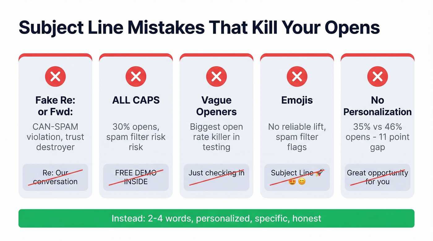Common subject line mistakes to avoid with impact