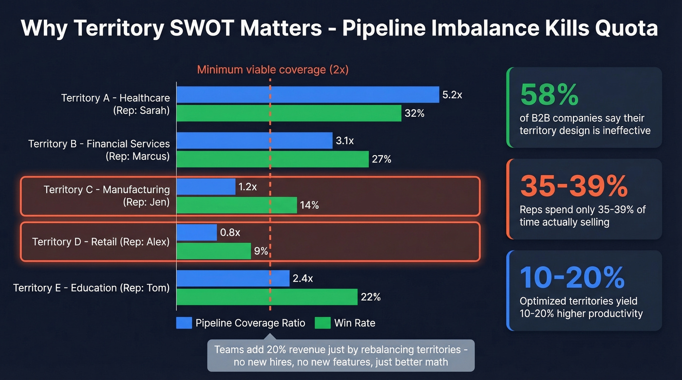 Territory imbalance visualization showing pipeline distribution