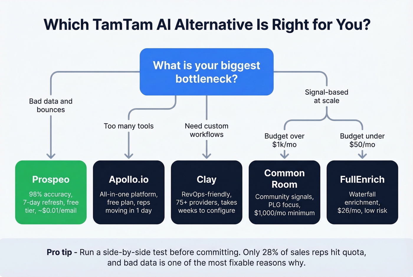 Decision flowchart for choosing the right TamTam AI alternative