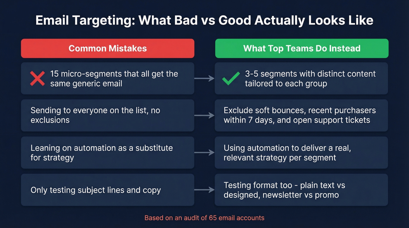 Good vs bad email targeting practices comparison