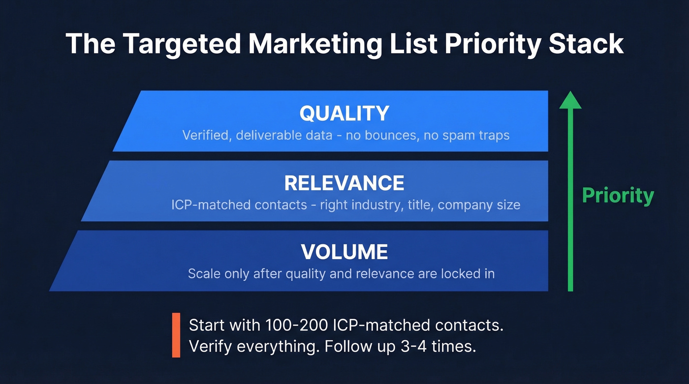 Priority stack for building targeted marketing lists