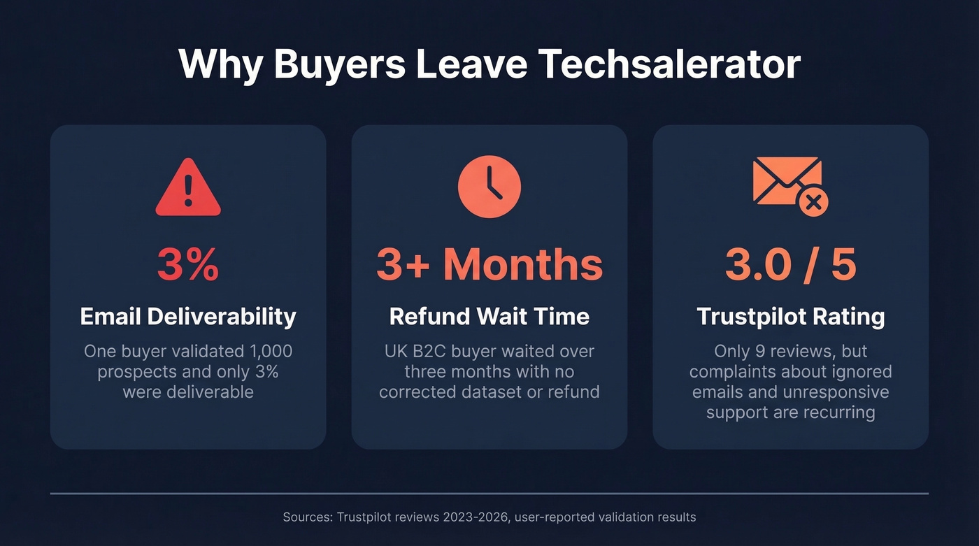Techsalerator user complaints and pain points visualization
