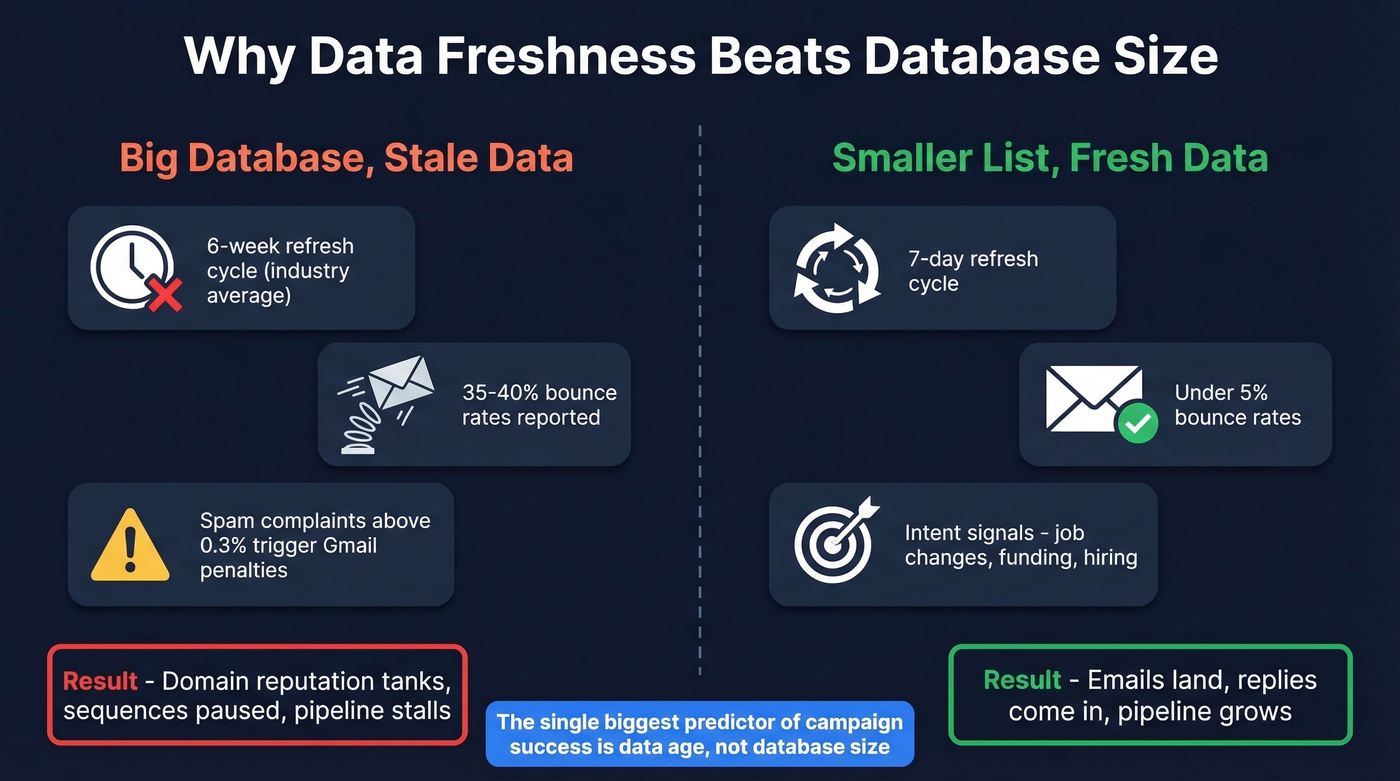 Data freshness vs database size impact on campaign outcomes