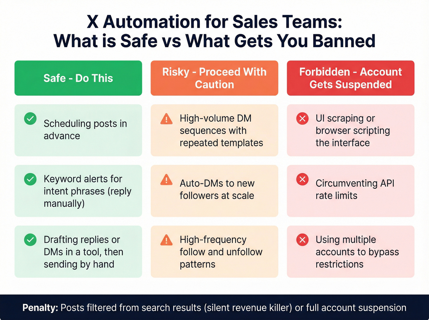 Three-tier automation risk matrix for X sales teams