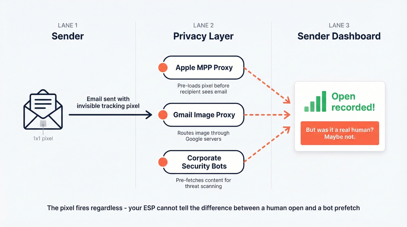 How email open tracking pixel works diagram