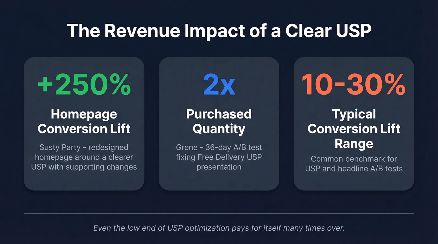 Key revenue stats from USP optimization case studies