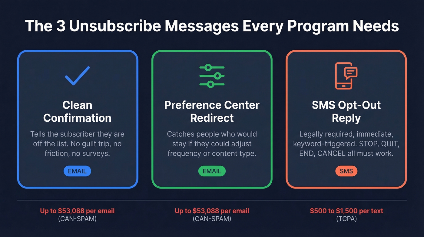 Three essential unsubscribe message types every program needs