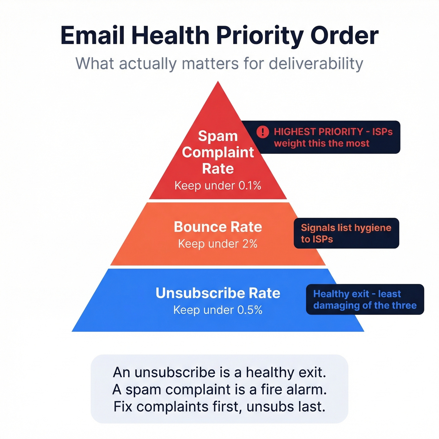 Email health priority pyramid with threshold values