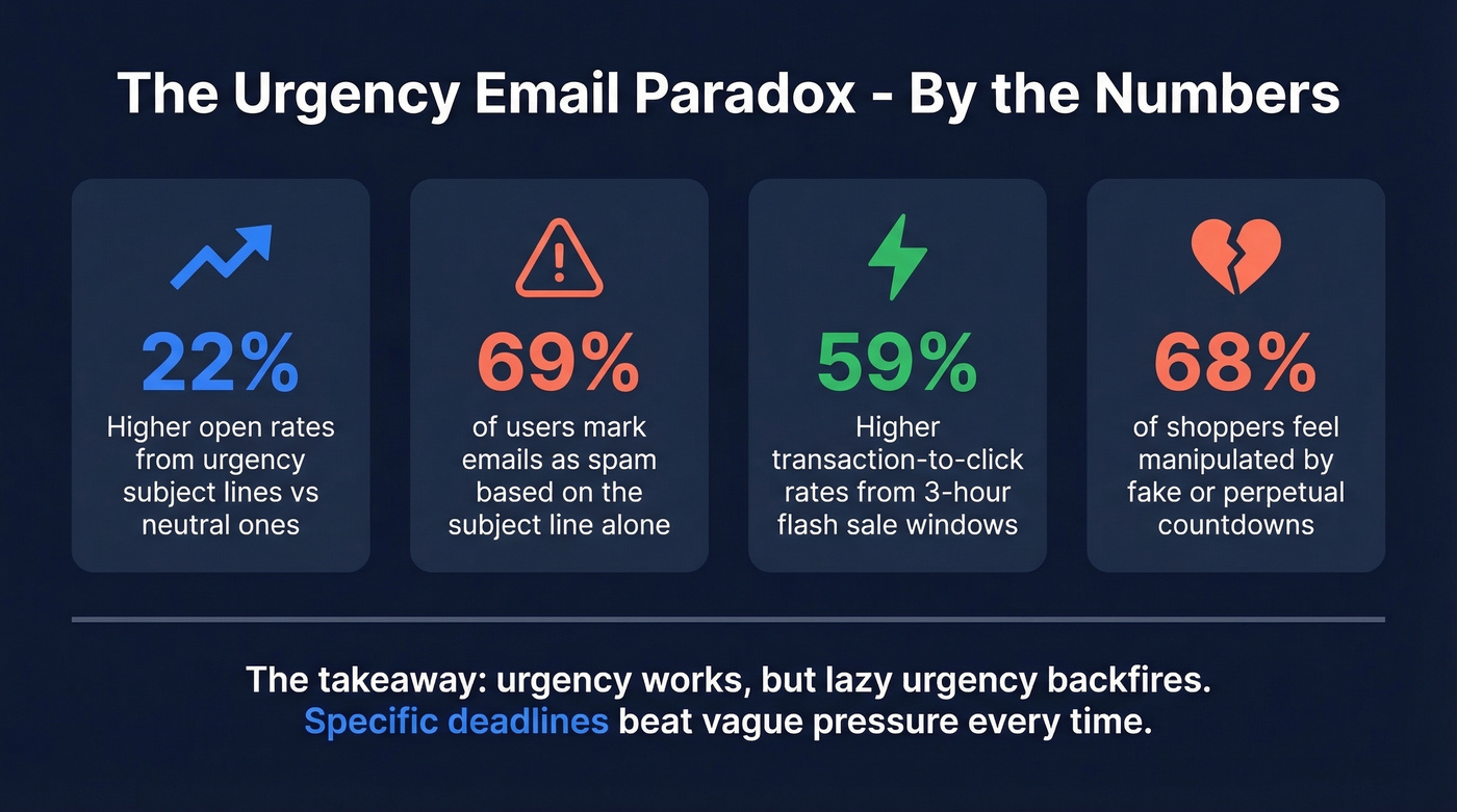 Key urgency email statistics and performance data