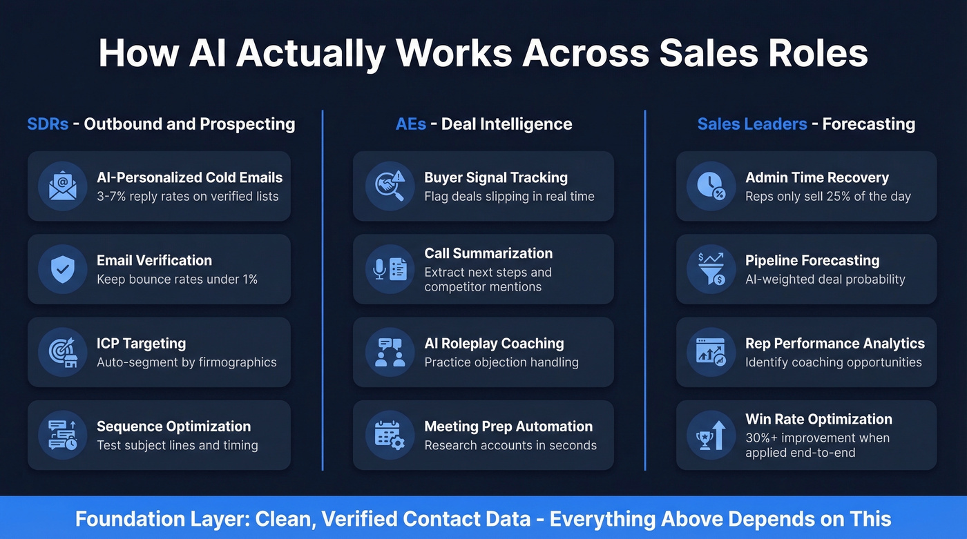 AI in sales roles overview for SDRs AEs and leaders