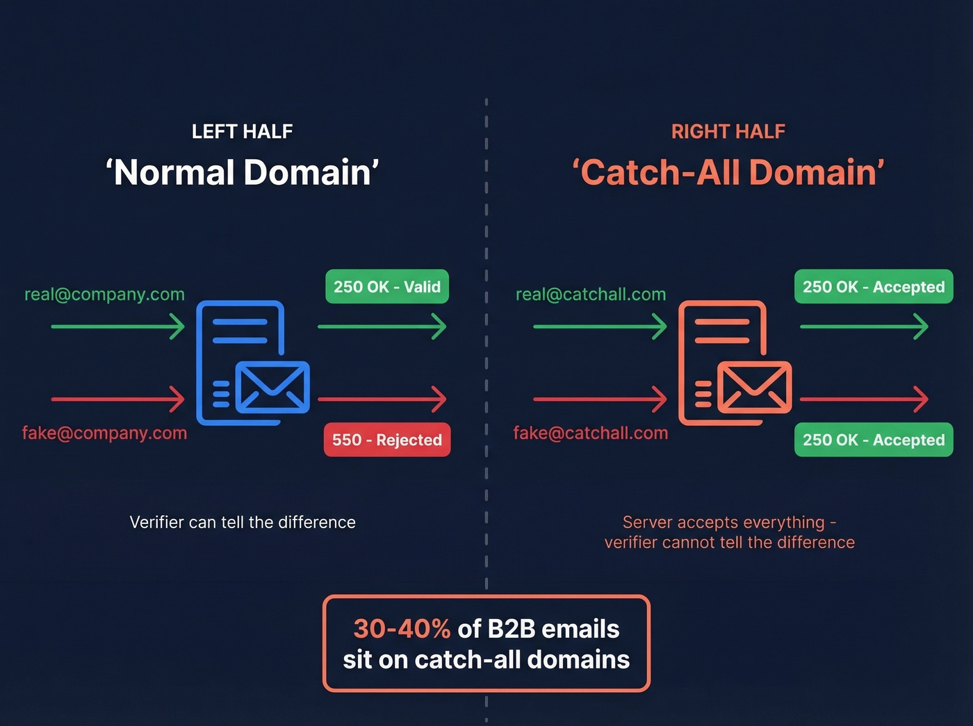 How catch-all domains cause verification tool disagreement
