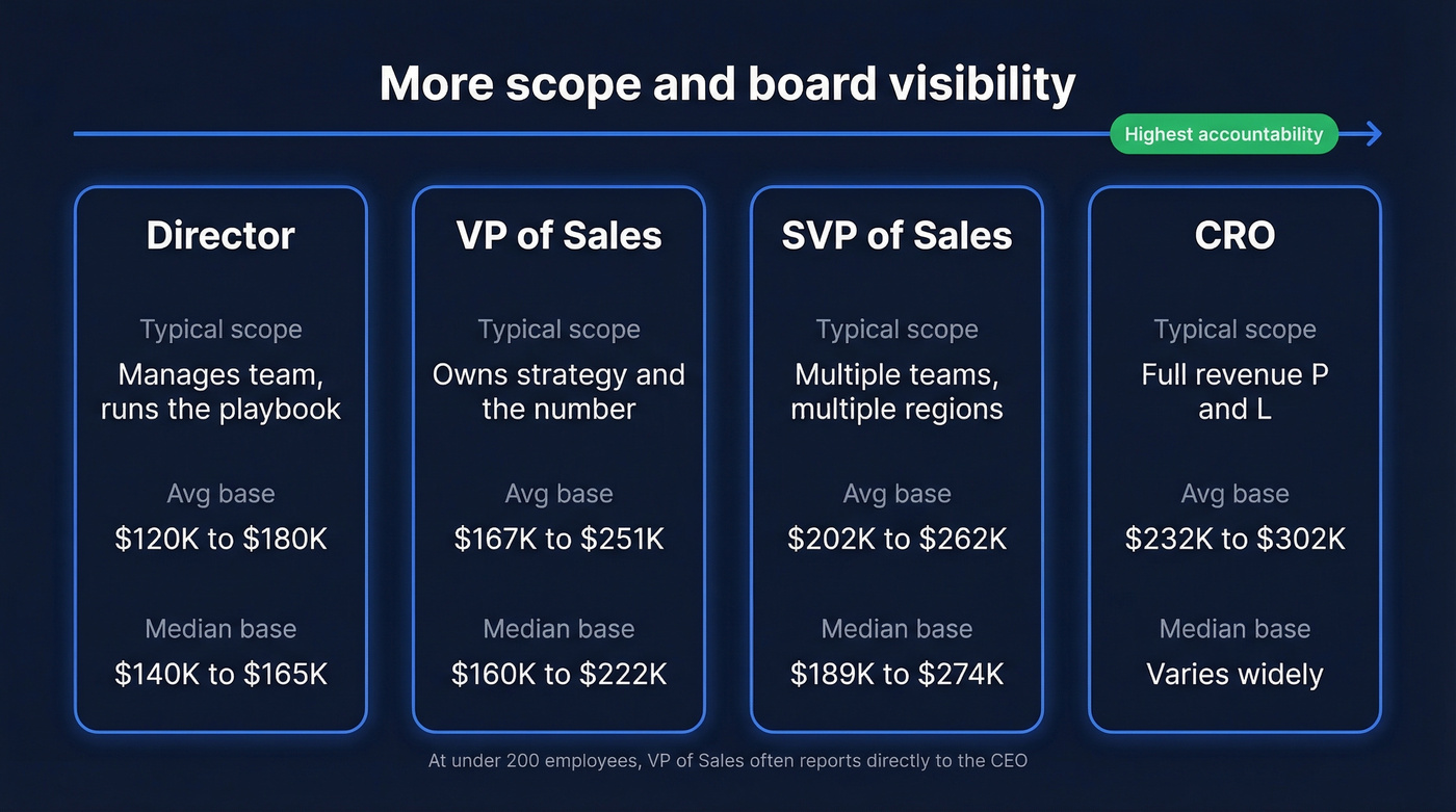 Director vs VP vs SVP vs CRO scope and comp ladder