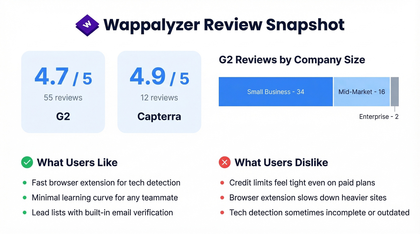 Wappalyzer user review ratings and sentiment summary
