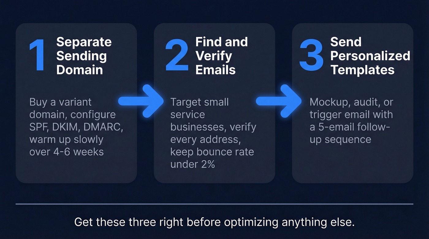 Three-step cold email system for web designers