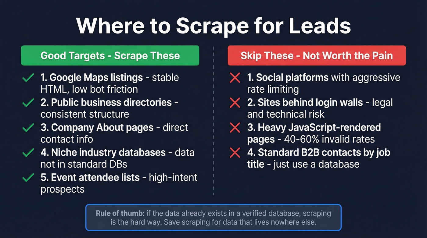 Good vs bad scraping targets visual guide