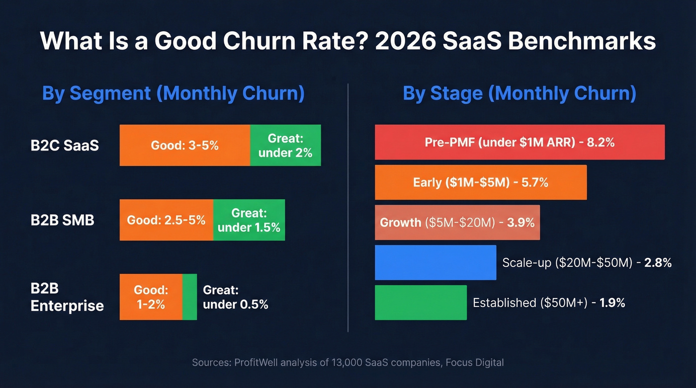 SaaS churn benchmarks by segment and company stage
