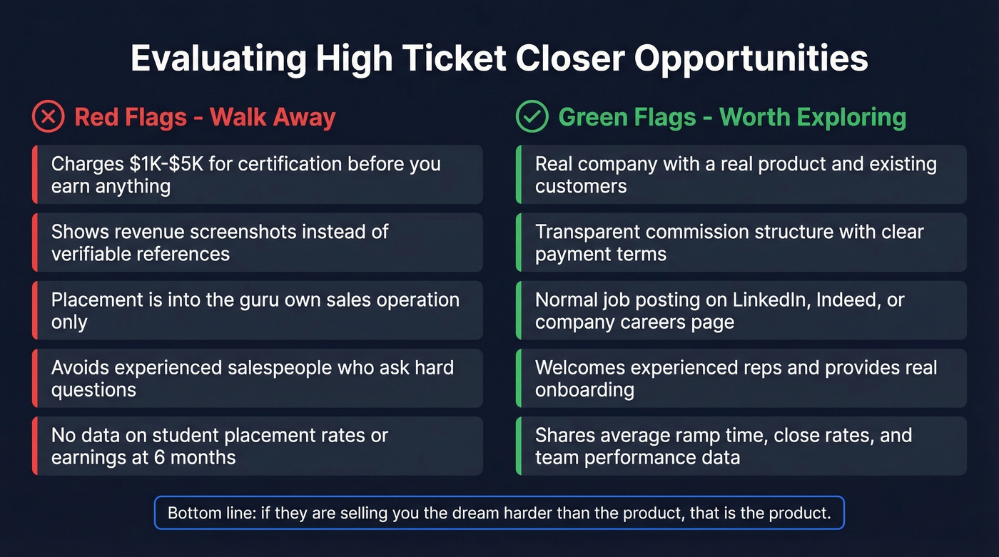 Red flags versus green flags for evaluating closer opportunities